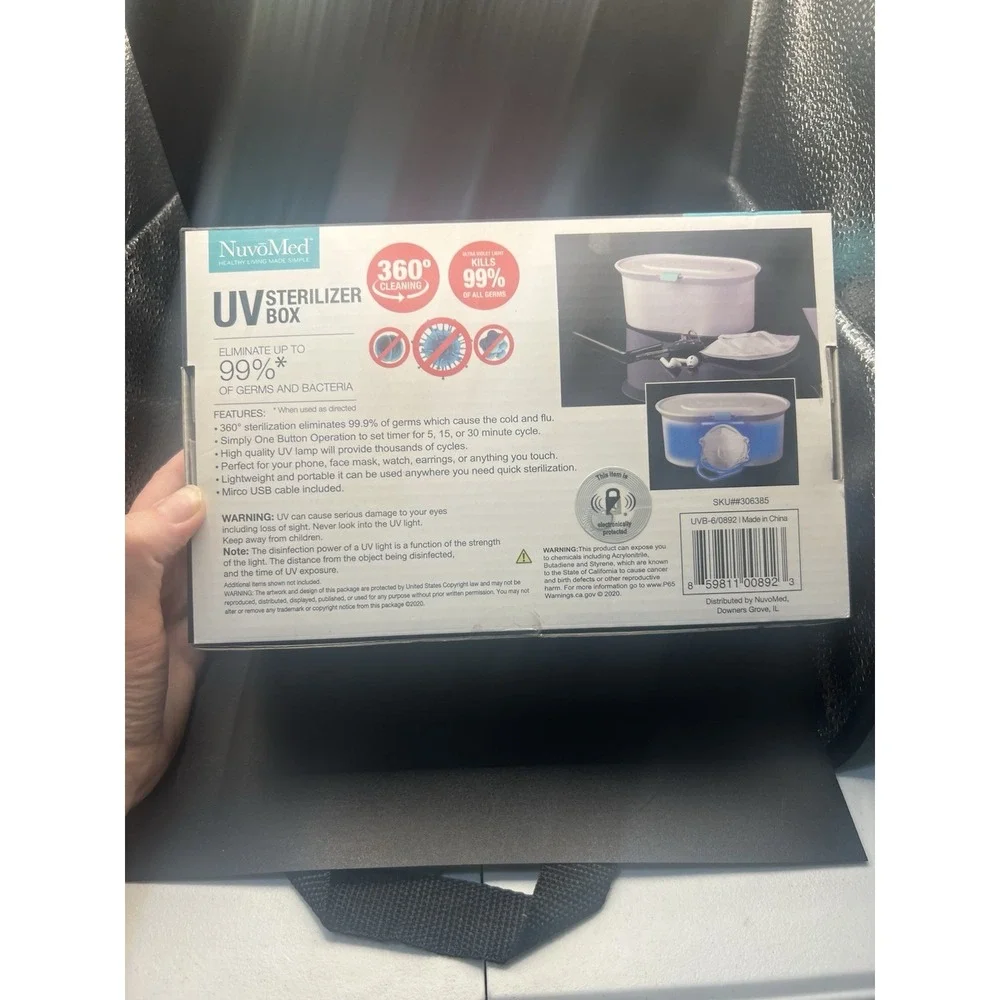NovoMed UV Sterilizer Box, Eliminates 99% Of Germs, Phones, Masks, Jewelry, Keys